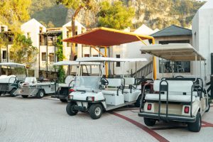 How many people can a rented golf cart accommodate?